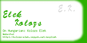 elek kolozs business card